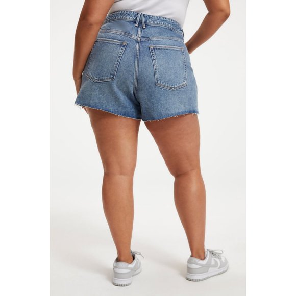 New Good American Good Curve Short Denim Jean Shorts High Rise Distressed - 18 - Picture 3 of 11